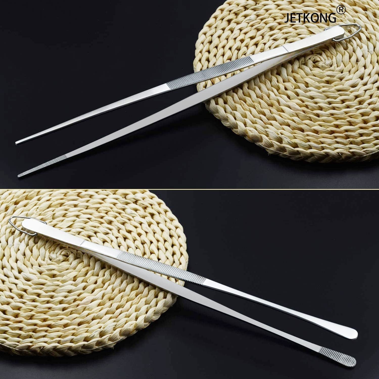 2-pcs-12-inch-kitchen-tweezers-fine-tweezer-tongs-extra-long-stainless-steel-cooking-tweezers-silver