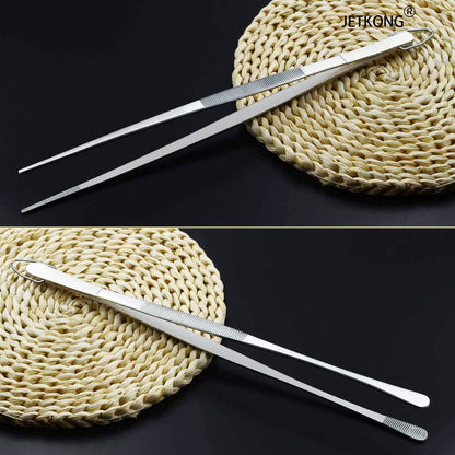 2 Pcs 12-Inch Kitchen Tweezers Fine Tweezer Tongs, Extra-Long Stainless Steel Cooking Tweezers (Silver)6