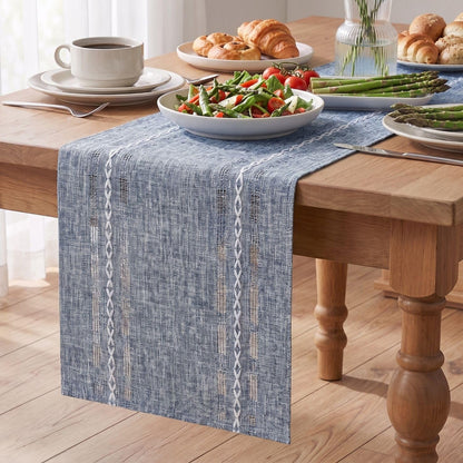 Blue Embroidered Blend Farmhouse Hollow Table Runner, Seasonal Rustic Kitchen Dining Table Decoration for Home Party Decor 13X72 Inch3