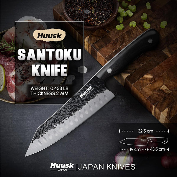 Knives from Japan Santoku Knife - Hand Forged Chef Knife for Meat Cutting - Ideal Kitchen Knife Made from a Single Piece of High Carbon Steel Christmas Gift for Men and Women6