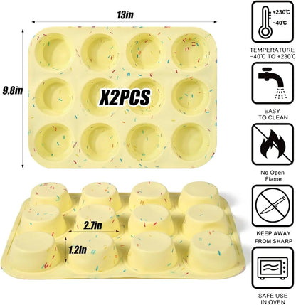 Silicone Egg Bite Molds, 2Pack 12-Cavity Muffin Pan for Baking, Tarts, Nonstick Cupcake Pan4