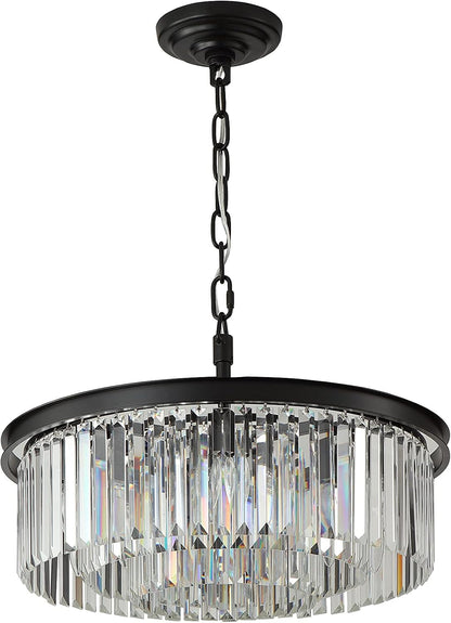 Black Crystal Chandeliers Modern Contemporary Ceiling Lights Fixtures Mini Chandelier 3-Tier 8 Lights Pendant Lighting Dining Room Living Room Chandelier D20(Black)2