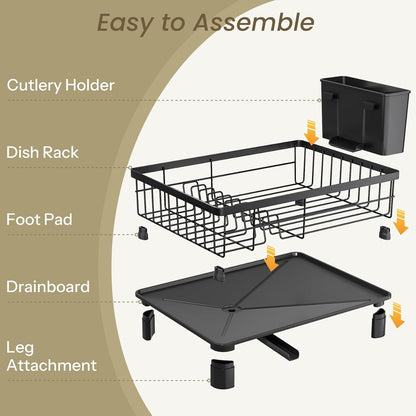 Dish Drying Rack for Small Kitchen Counter, 11" W X 15" L, Black7