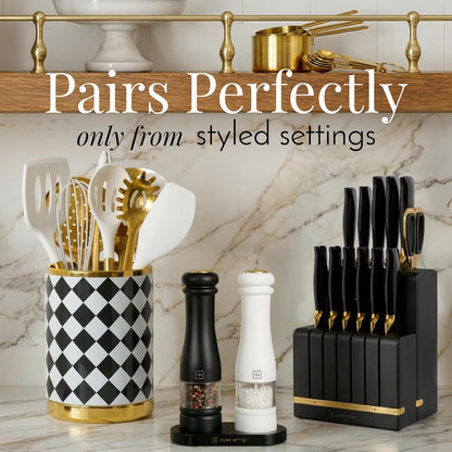 Electric Salt and Pepper Grinder Set, Black & White8