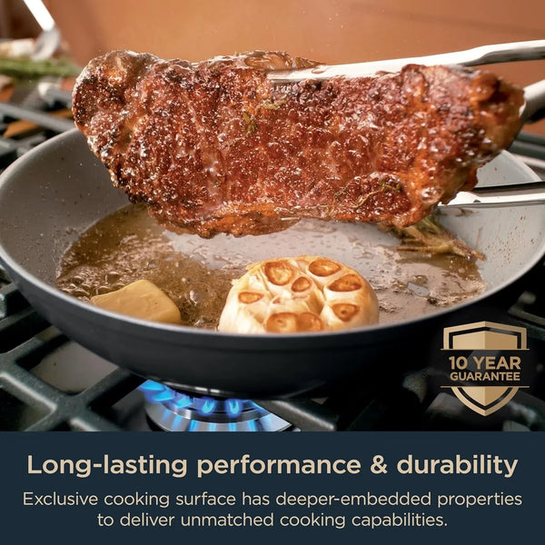 Ninja® Ceramic Pro 10.25" Fry Pan, Pfas-Free, Midnight Blue, CW30026MM | Titanium-Infused Ceramic, 10-Year Nonstick Guarantee. No Lead, Cadmium. All Stovetops & Induction Compatible. Broil to 550°F.7