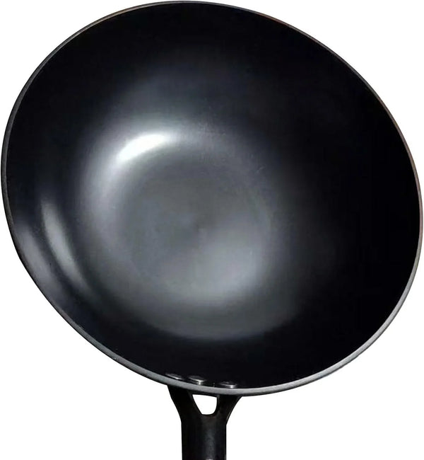 Cast Iron Wok 12.6 Inch Flat Bottom, Pre-Seasoned Chinese Fry Pan with Wooden Handle, Non Stick Coating Free for Gas Induction Electric Stovetops9