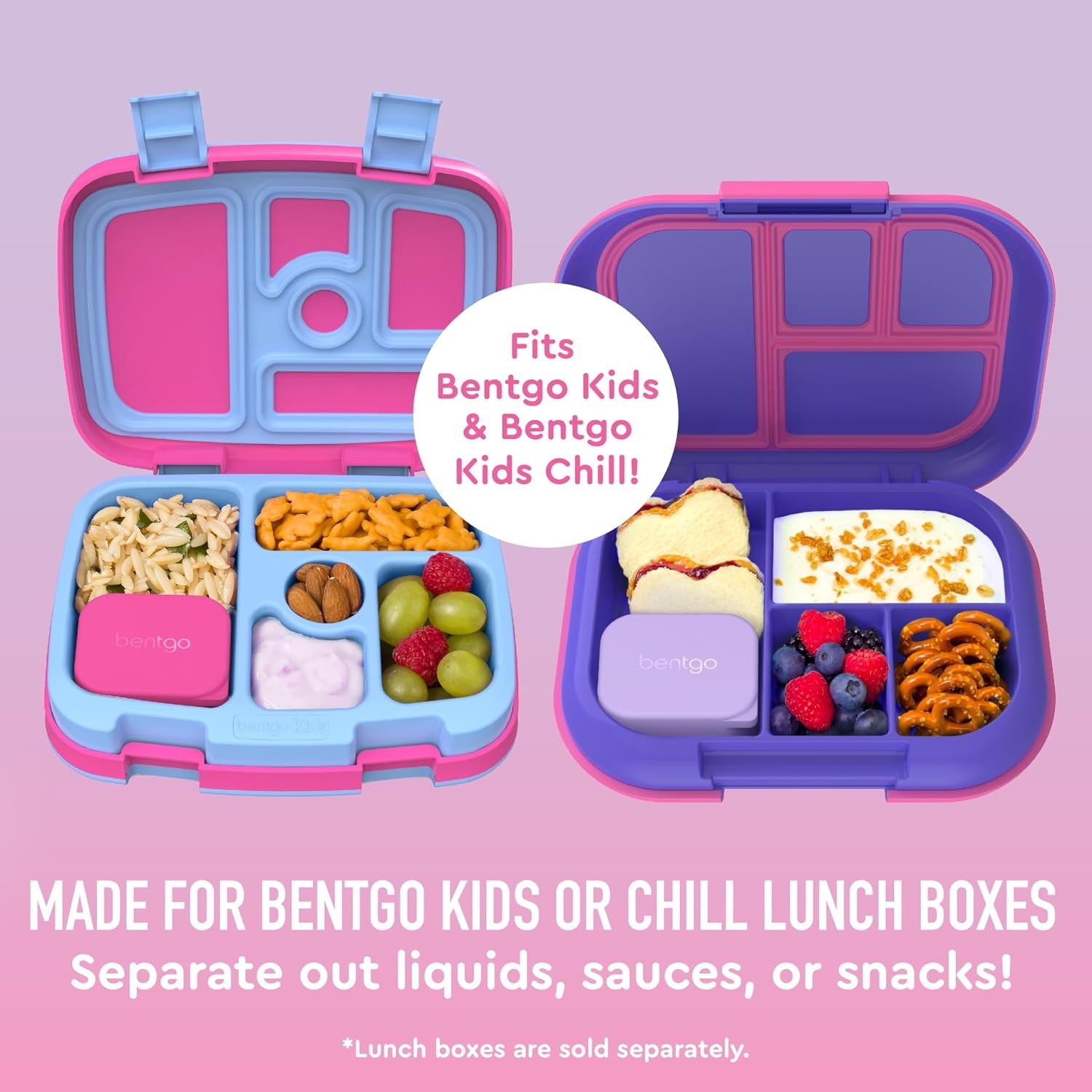 bentgo-sidekicks-2-pack-silicone-container-set-dipping-sauce-cups-for-condiments-small-snacks-reusable-durable-leak-proof-liquid-storage-salad-dressing-container-2-6-oz-lavender-pink