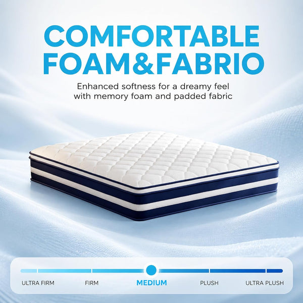 12 Inch Full Mattress, Hybrid Coil and Gel Memory Foam for Back Pain, Medium Firm Bed-In-A-Box with Certipur-Us Foam3
