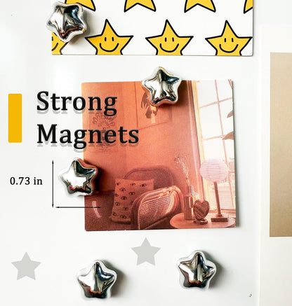 Fridge Magnets,15Pcs Silver Star Magnets Refrigerator Decorative | 15 Pcs Strong Magnets Fridge 0.73In Small Star Cute Decorative Magnet Set for Home Kitchen Office Whiteboard Locker3