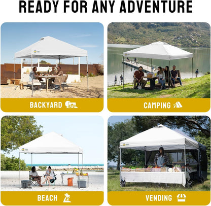 CROWN SHADES 10X10 Pop up Canopy Tent with One Push Setup, Gird White | Patented Centerlok, Easy Outdoor Sun Shade for Events, Parties, Camping - Gazebo with Sto-N-Go Cover Bag, Silver-Coated Top5