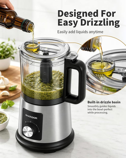 Electric Food Processor, 4 Cup Food Chopper with 3 Speed Settings (Pulse + Hands-Free 1&2), 400W Powerful Motor, 4 Bi-Level Blades and Whisk Attachment, Bpa-Free, Stainless Steel6