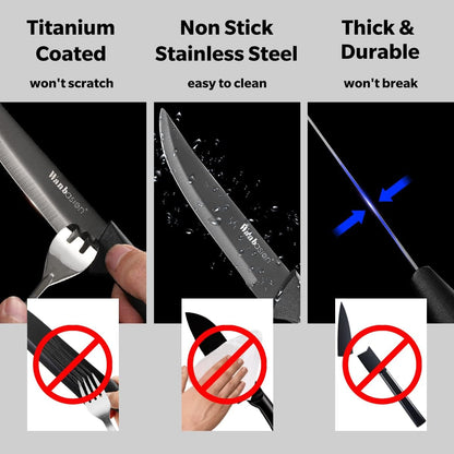 Black Non Serrated Steak Knives Set, Steak Knife Set Dishwasher Safe, Sharp Steak Knives Set for Kitchen with Ergonomic Handles2