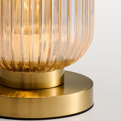 Mid Century Modern Table Lamp, 6" Amber Glass Desk Lamp Plug In4