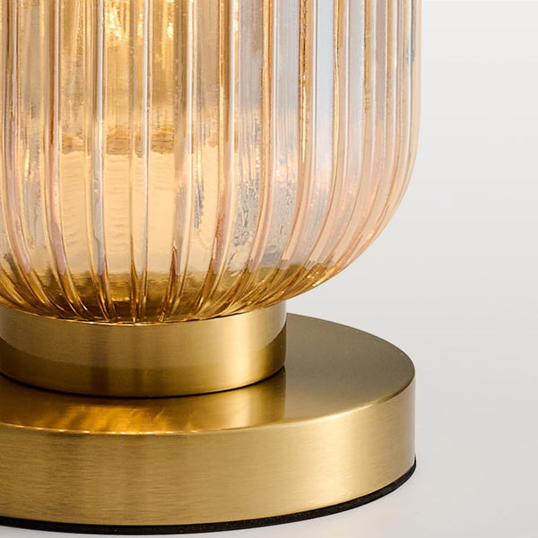 Mid Century Modern Table Lamp, 6" Amber Glass Desk Lamp Plug In4