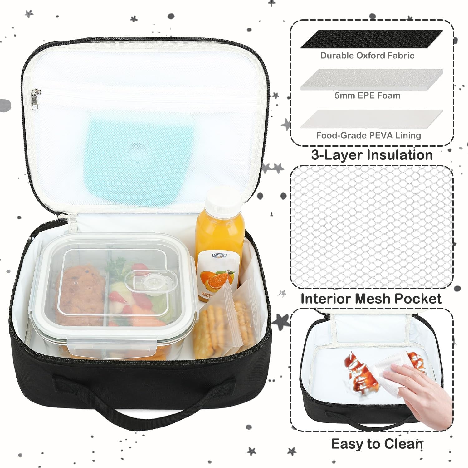 kids-lunch-box-insulated-soft-bag-mini-cooler-back-to-school-thermal-meal-tote-kit-for-girls-boys-black