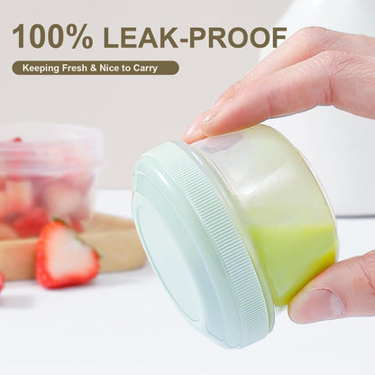 [16 Pack] 4 Oz Small Containers with Lids, Reusable Plastic Jars for Snack and Puree, Salad Dressing Container to Go, Deli Containers, Freezer Baby Food Containers, Dishwasher Safe, BPA Free4