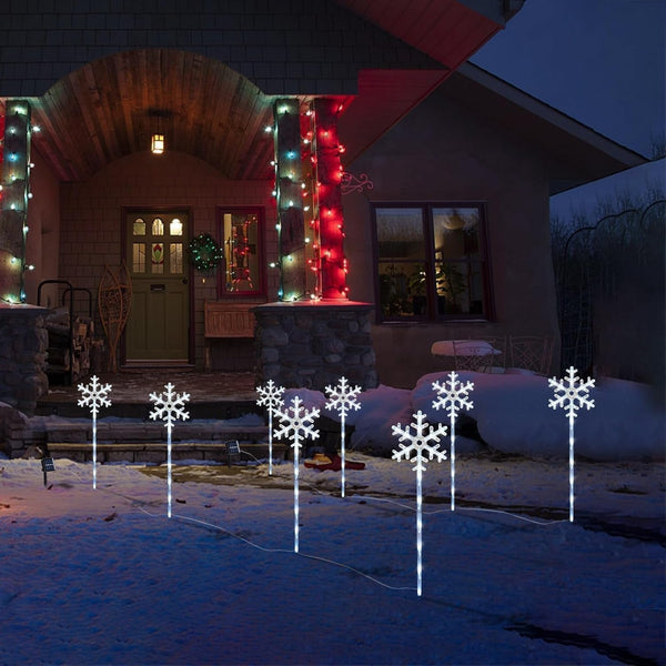 4 Pack Solar Snowflake Pathway Lights, White Christmas Yard Decor6