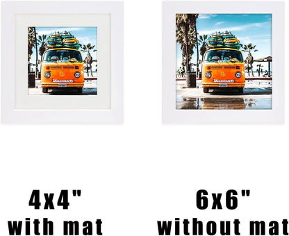 6X6 White Picture Frames Square Classic Natural Wood 6 Pack for Wall Mounting and Tabletop Display4
