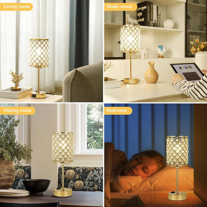 Gold Lamps for Night Stands, Crystal Table Lamp with Touch Control8