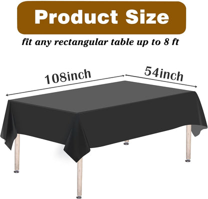 2 Pack Black Plastic Tablecloths Disposable 54 X 108 Inch | Rectangle Table Cloths, Party Table Covers for Birthday, Graduation, Back to School, Halloween Decorations2