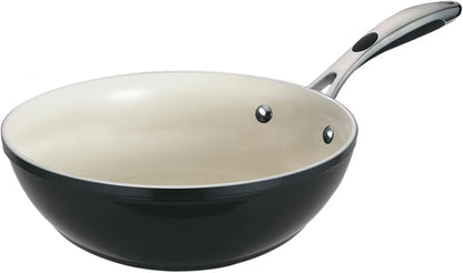 Ceramica Deluxe 11-Inch Wok | Ceramic Non Stick Sitr Fry Pan, Oven-Safe, Metallic Black1