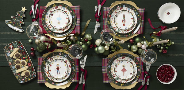 Nutcracker Ballet Porcelain 12-Piece Christmas Dinnerware Set for 46