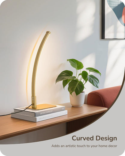 Curved LED Table Lamps for Living Room, Modern Bedside Lamp, Gold2