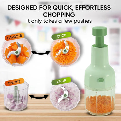 Express Small Manual Food Chopper, 2-Cup: Hand Chopper with Container, Push-Down Pump Onion Chopper, Garlic Chopper, Green Veggie Cutter for Salsa, Salad, Coleslaw, Baby Food, Indian Cooking6