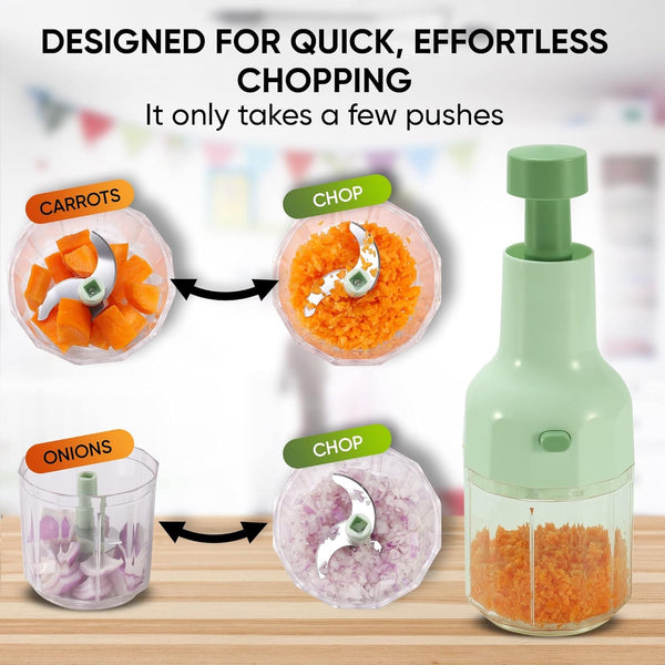 Express Small Manual Food Chopper, 2-Cup: Hand Chopper with Container, Push-Down Pump Onion Chopper, Garlic Chopper, Green Veggie Cutter for Salsa, Salad, Coleslaw, Baby Food, Indian Cooking6