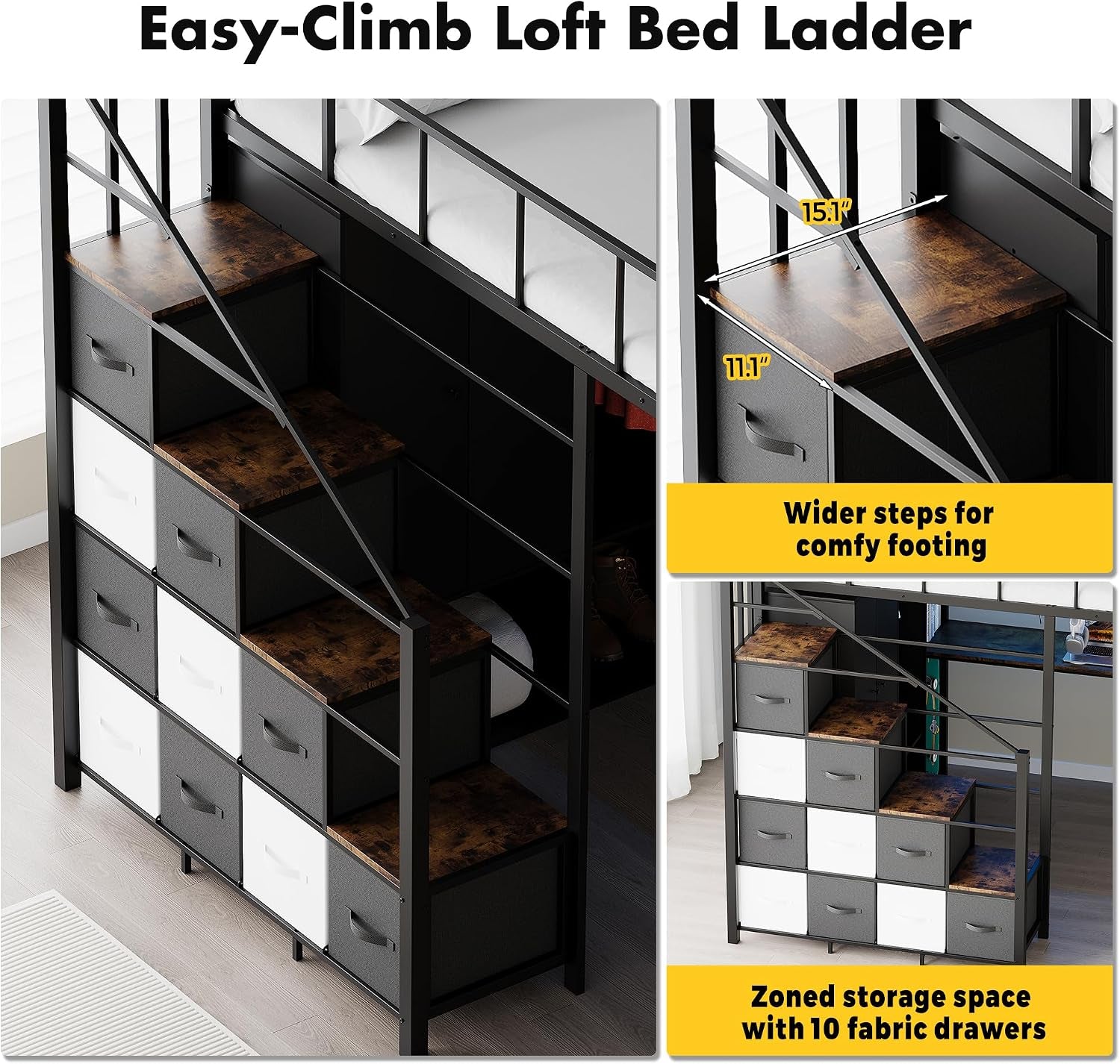 full-size-loft-bed-with-desk-stairs-led-light-metal-gaming-loft-bed-frame-with-headboard-safety-guardrails-charging-station-closet-fabric-drawers-space-saving-black-burnt-wood