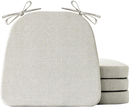 Chair Cushions for Dining Chairs Set of 4, Non Slip Kitchen Chair Pads, 17" X 16" X 2", Indoor Dining Chair Cushions with Ties, D-Shaped Seat Cushions for Kitchen Chairs, Beige1