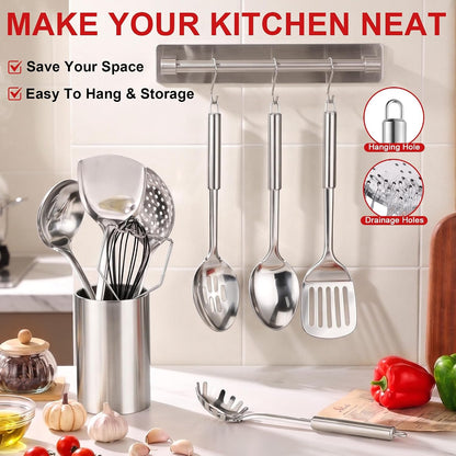 Stainless Steel Kitchen Cooking Utensils, 10 PCS Metal Spatula Set5
