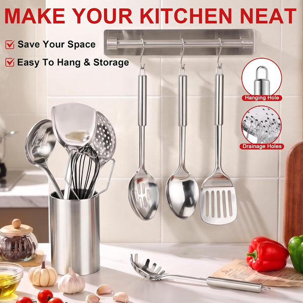 Stainless Steel Kitchen Cooking Utensils, 10 PCS Metal Spatula Set5