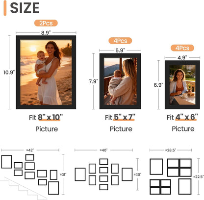 Picture Frames Set of 10, Including 8X10, 5X7, 4X6 Black Frame2