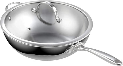 Multi-Ply Clad 12 Inch Stainless Steel Wok Pan, Stir Fry Pan with Glass Lid, Induction Cookware, Dishwasher & Oven Safe, Compatible with All Cooktops7