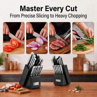 Knife Set Sharp Kitchen Knife Block Set W Built-In Sharpener | German Forged Stainless Steel,15 Pc,Razor Sharp,Anti-Rust,Restaurant Grade,Ergonomic Handle,Full Tang,Gift Box6