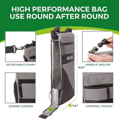 Golf Cooler Bag plus 2 Ice Packs - Keeps Drinks Cold for Hours | Holds 6 Cans, Fits Discreetly in Golf Bags, Comfortable Carry Strap, Insulated Beer Sleeve, Useful Golf Accessories and Gifts6