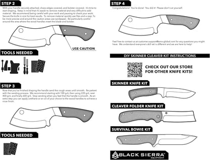 Black Sierra Skinner Cleaver Knife-Building-Kit, Fixed Stainless Steel Blade with Leather Sheath, Hobbyist Chef Cutlery, Carbon Steel Cutlery Meat Cutting Blade, DIY Knife Making Supplies7