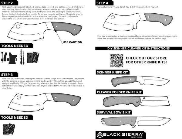Black Sierra Skinner Cleaver Knife-Building-Kit, Fixed Stainless Steel Blade with Leather Sheath, Hobbyist Chef Cutlery, Carbon Steel Cutlery Meat Cutting Blade, DIY Knife Making Supplies7