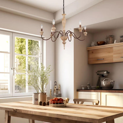 6 Light 28In Farmhouse French Country Chandelier for Dining Room6