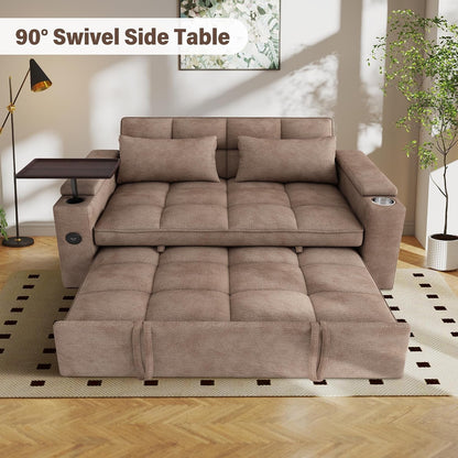 65'' Sleeper Sofa Pull Out Couches for Apartments,Rv (Chenille,Coffee)5
