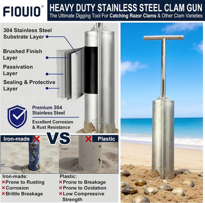 Professional Clam Gun - 36" Stainless Steel Vacuum Clam Digger Tool, 4.72" Diameter Tube for Efficient Razor Clam, Cockle & Shellfish Harvesting on Beach4