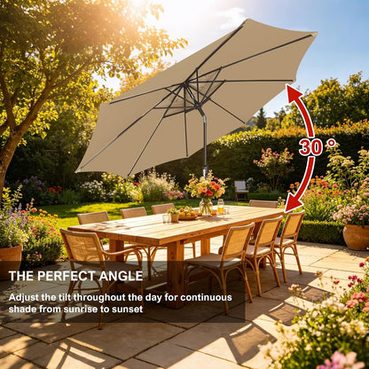 9' Outdoor Patio Umbrella, Outdoor Table Umbrella, Yard Umbrella, Market Umbrella with 8 Sturdy Ribs, Push Button Tilt and Crank7