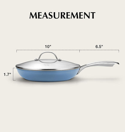 10 Inch Frying Pan with Lid, Ceramic Nonstick Frying Pan with Stay-Cool Stainless Steel Handle, 10 Inch Skillet, Omelet Pan with Nonstick Ceramic Coating, PFOA Free, Oven Safe, Blue7