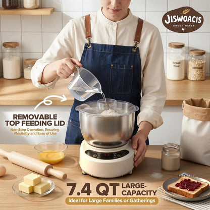 Dough Mixer, 7.4QT Electric Dough Maker with Ferment Function, Dough Mixer Machine for Pizza & Bread Dough, 304 Stainless Steel Bowl, Removeable Lid, Face-Up Touch Panel4