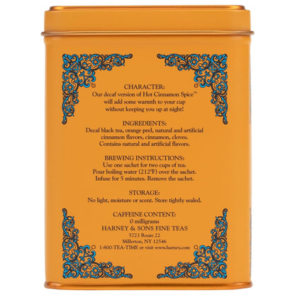 Harney and Sons Decaf Hot Cinnamon , Decaf Flavored Black 20 Sachets per Tin 1.4Oz | Decaffeinated Black Tea, Cinnamon, Orange Peel & Cloves, Naturally Sweet6