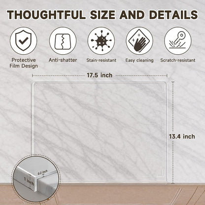 Clear Acrylic Cutting Board with Counter Lip 17.5"X13.5" | Non-Slip Base, 60% Thicker, Bpa-Free Food-Safe, Easy Clean, Protects Countertops, for Bread Meat Veggies, Kitchen Essential7