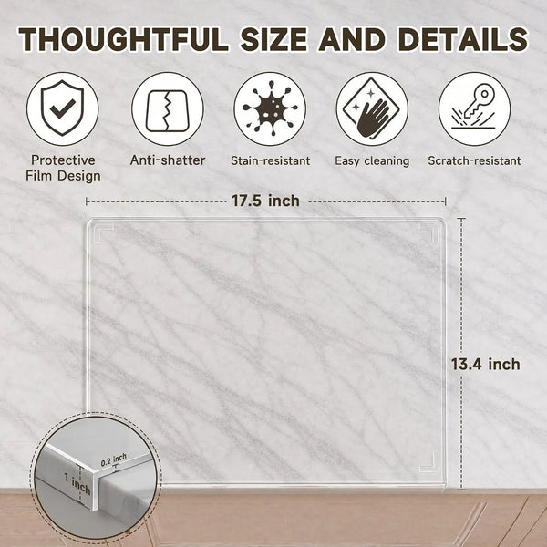 Clear Acrylic Cutting Board with Counter Lip 17.5"X13.5" | Non-Slip Base, 60% Thicker, Bpa-Free Food-Safe, Easy Clean, Protects Countertops, for Bread Meat Veggies, Kitchen Essential7
