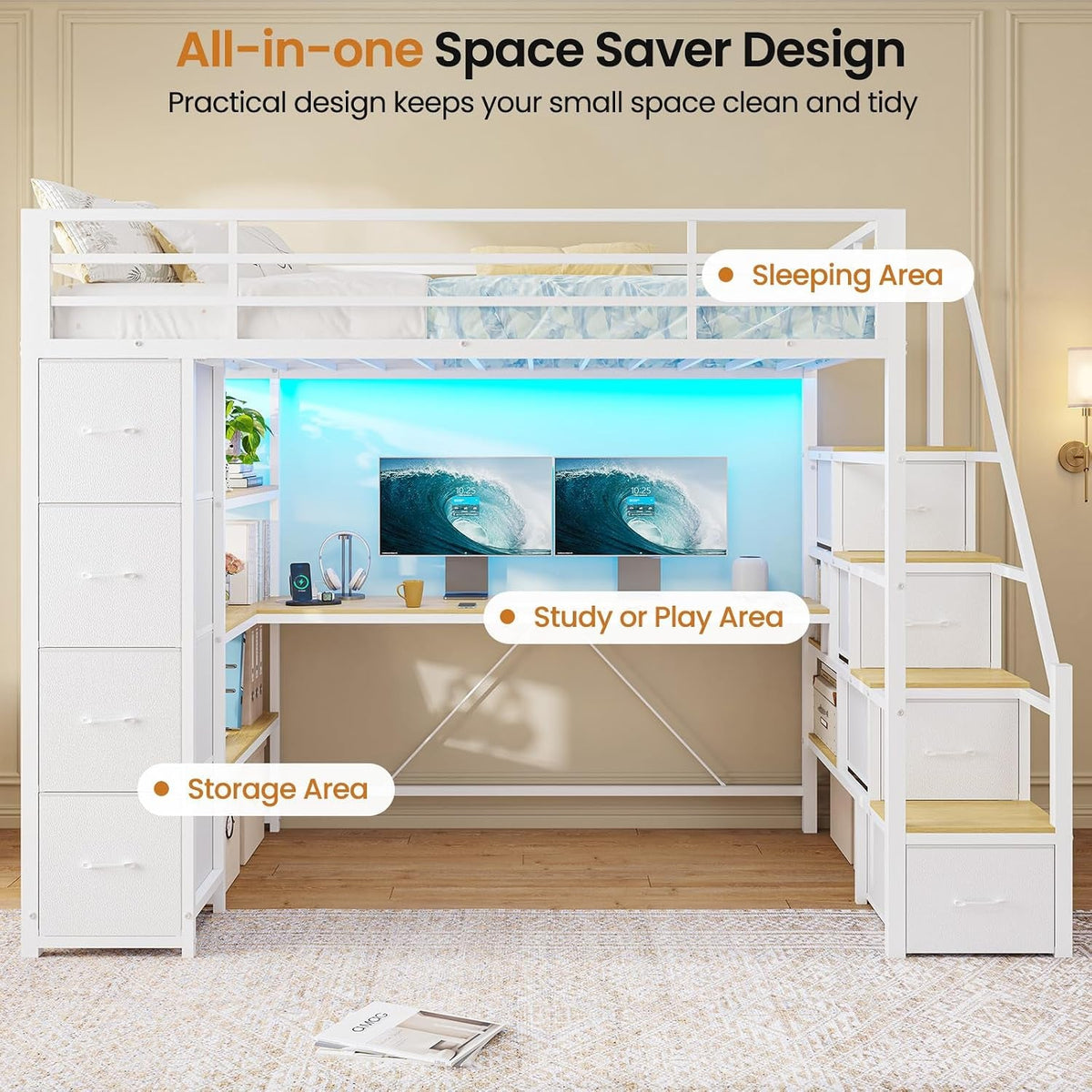 loft-bed-twin-size-with-storage-stairs-desk-and-charging-station-metal-twin-loft-bed-with-led-lights-8-storage-drawers-3-tier-shelves-loft-beds-for-kids-teens-adults-with-safety-guardrail-white