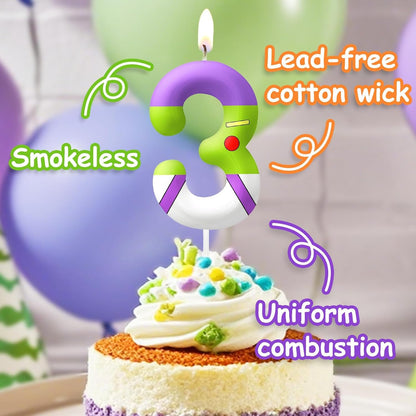 Green Birthday Candles, Number 2 Candle Themed Birthday Party Supplies, 2.4 Inch Birthday Candles for Cake Topper Party Decorations, Birthday Decorations for Boys Girls (Number 2)4